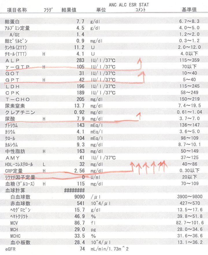 血液検査の結果1